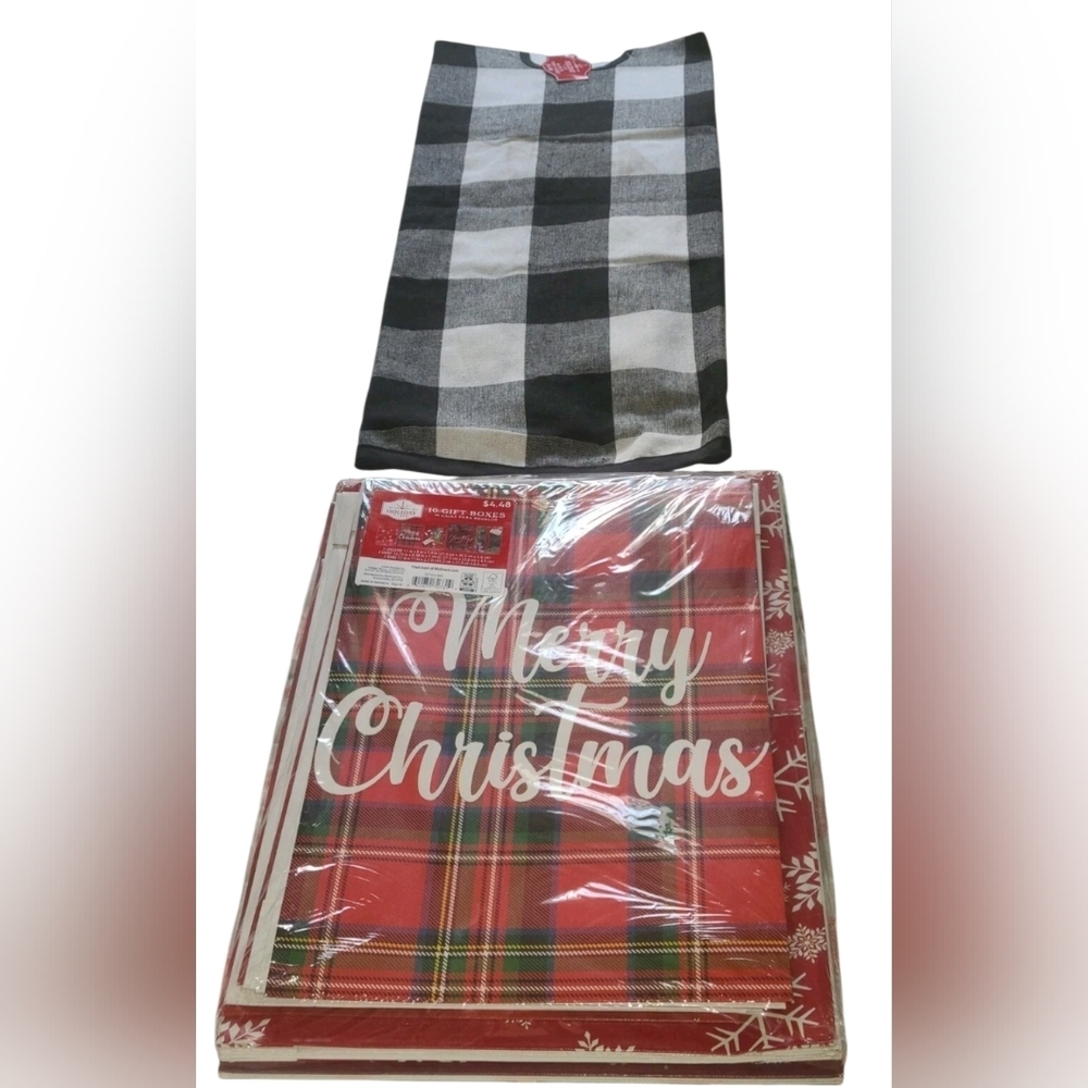 Holiday Time 48-inch tree skirt & 10 Holiday gift boxes